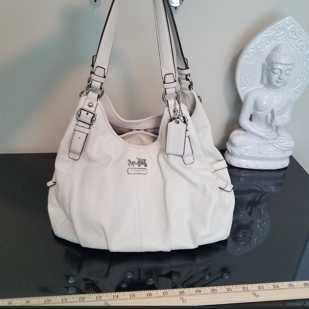 COACH White Three Compartment Hobo Bag Carryall 16503